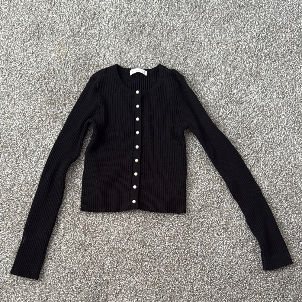 Active USA Kids Black Button Down Ribbed Shirt